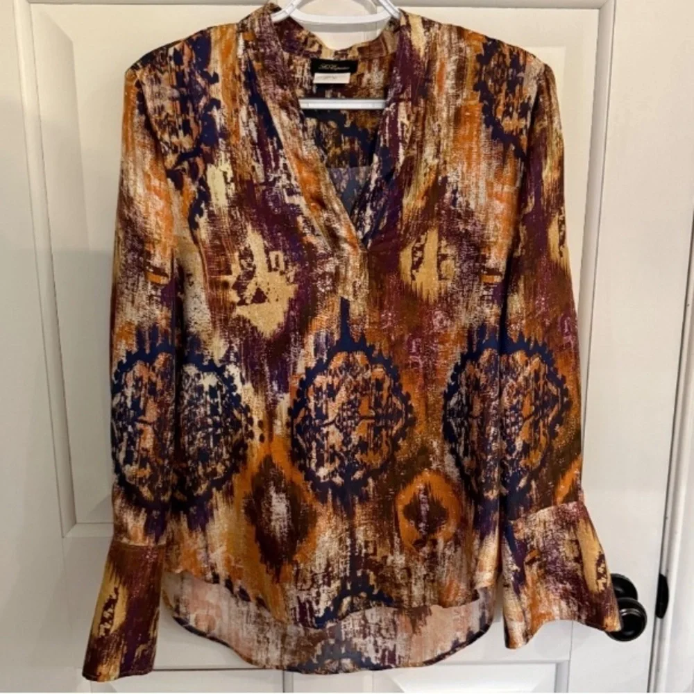 Les Copains 100% silk ikat pattern Multicolored Blouse 45313